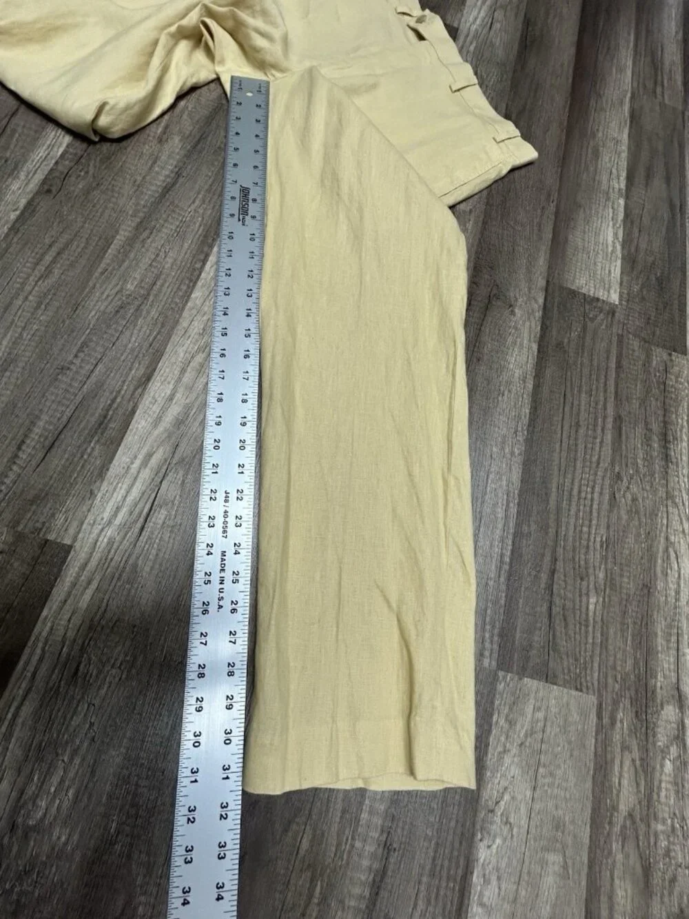 LRL Ralph Lauren Linen Pants Mens 36x32 Yellow Flat Front Straight Resort Beach